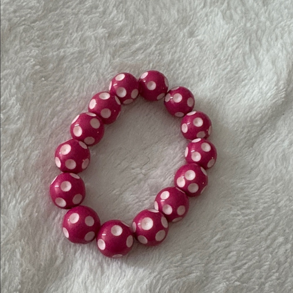 Vibrant Pink Polka Dot Beaded Bracelet